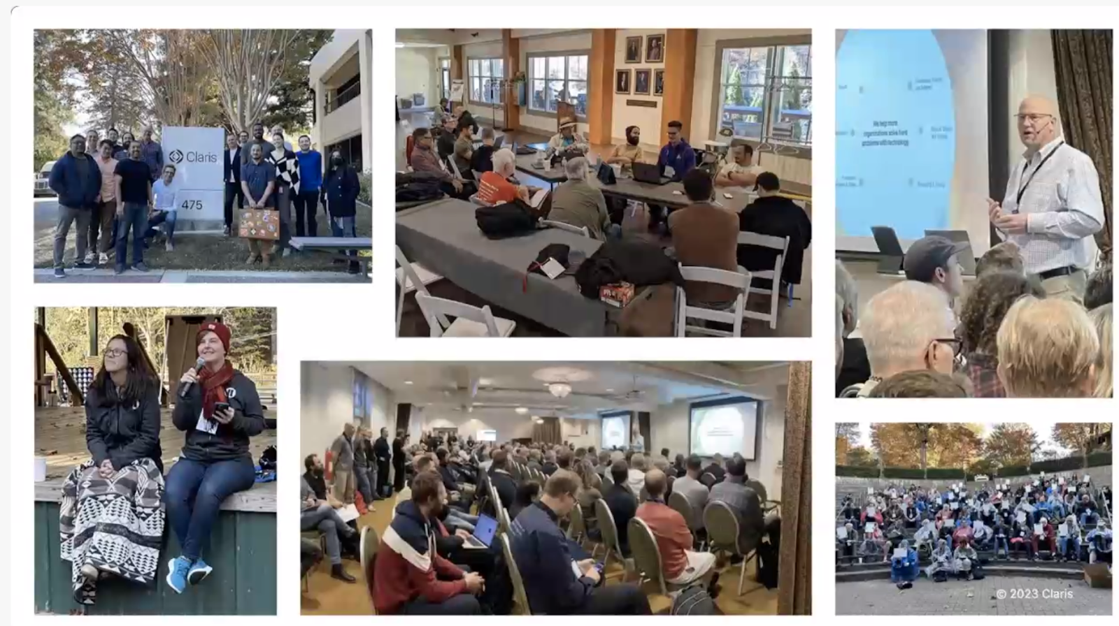Slide from the Jan 25 presentation Slide with photos from Claris community events in 2022, including PauseOnError